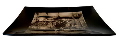 WW1 Bethlehem Steel Howitzer Rare Image Fused Glass Catchall for jewelry, change, keys, food safe.