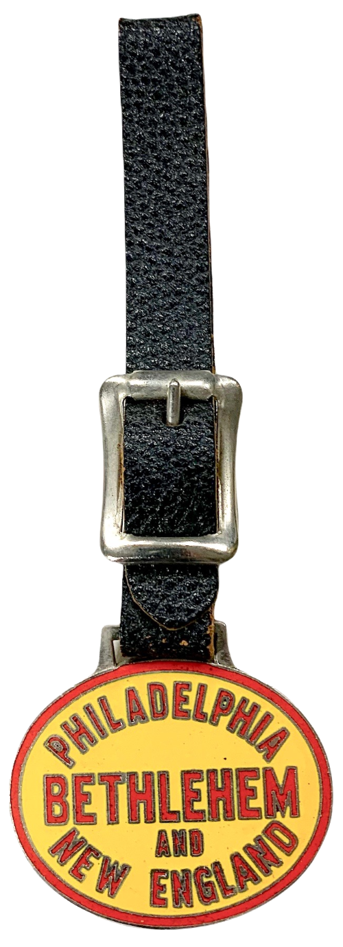 Vintage PBNE/Indian Classic Issue Watch Fob with Leather Band Enamel Face Watch FOB