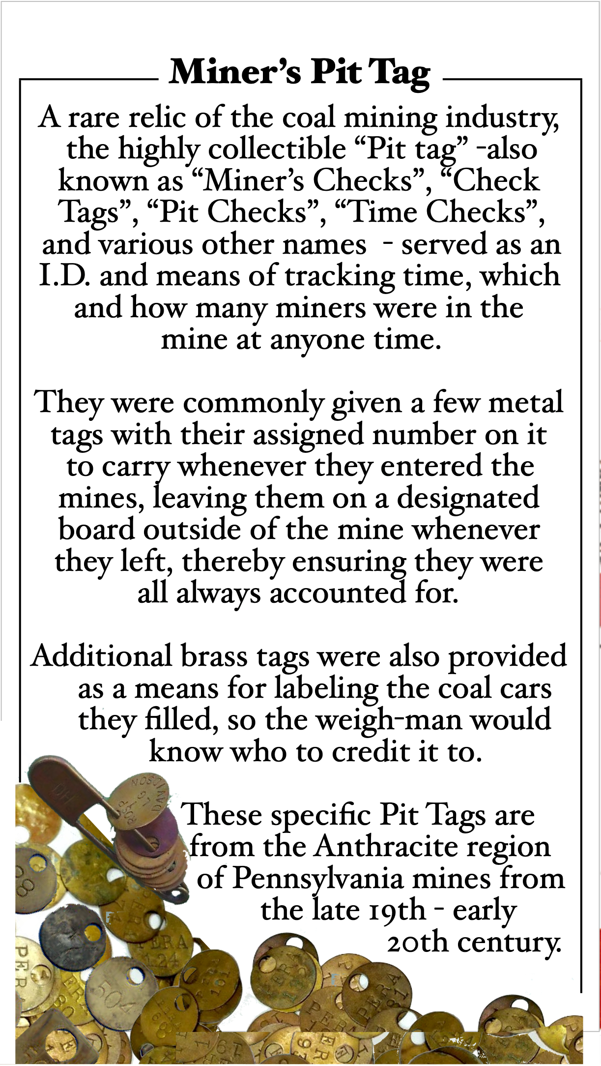 Rare Old Company’s Lehigh Scatter Tag & Brass Check Tag