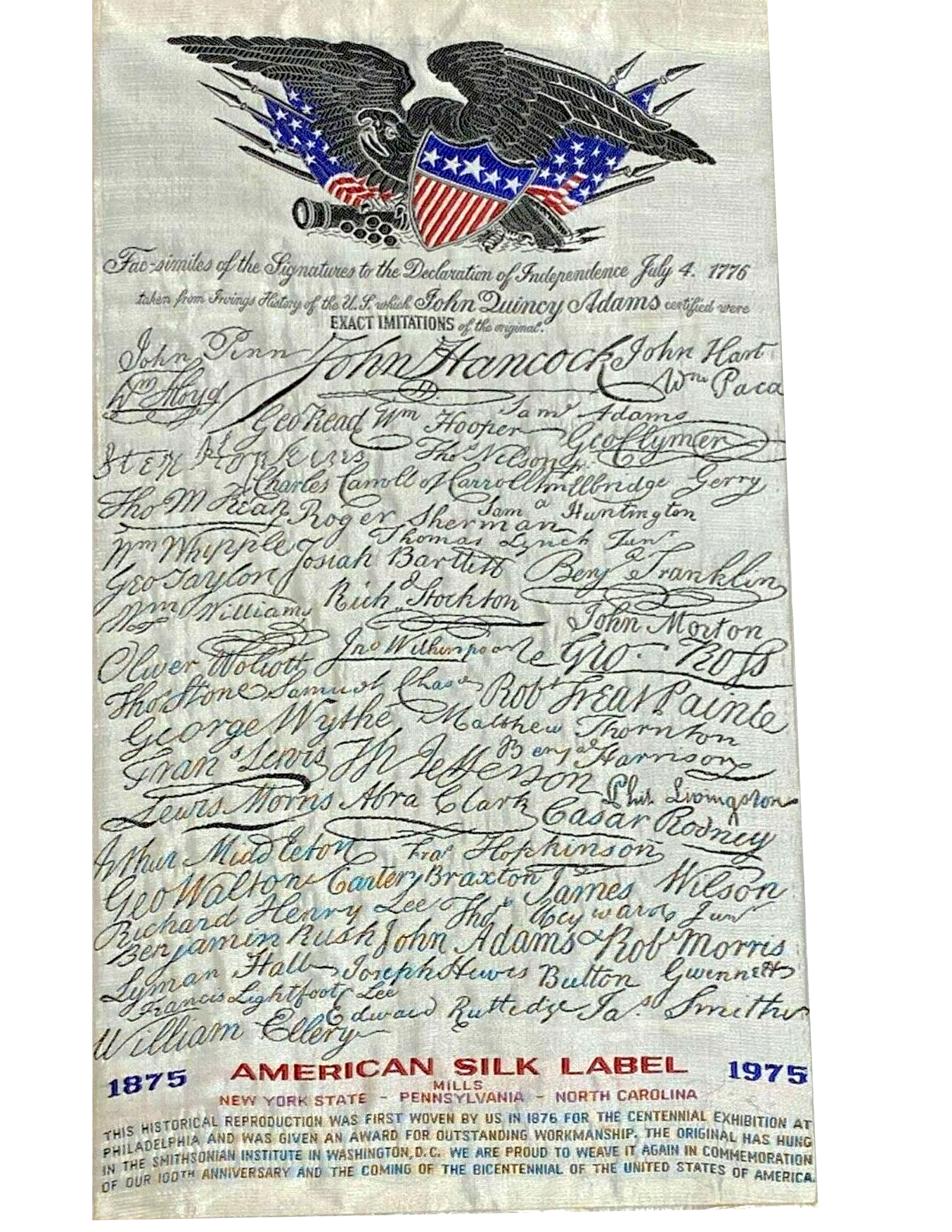 Commemorative Ribbon for 100th anniversary of American Silk Label Manufacturing Company