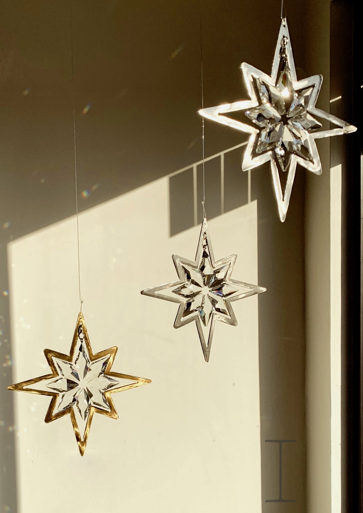 Sun Catcher Star Plasma Cut Steel and Hand Set Faceted Crystal
