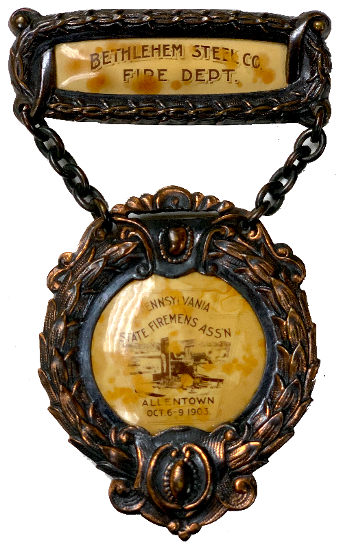 1903 Rare Bethlehem Steel Company Fire Dept. Badge/Medal