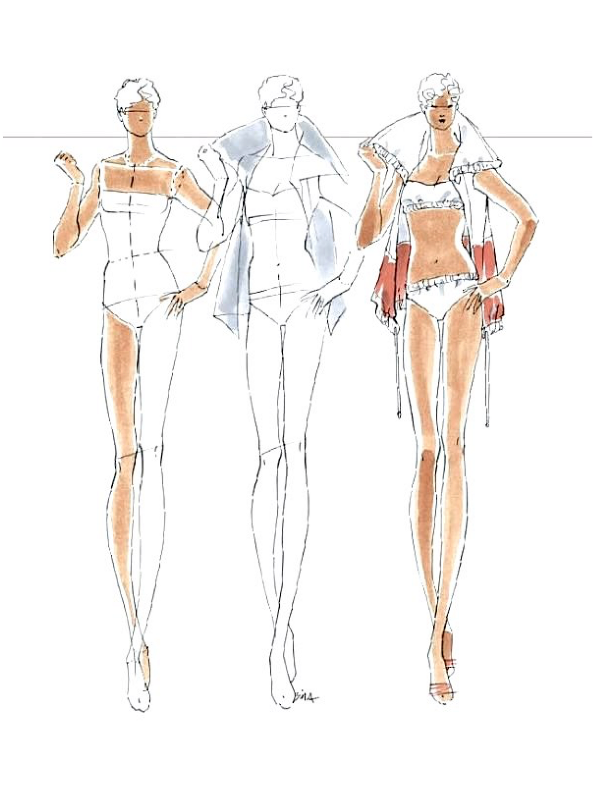 Fashion croquis outline with exaggerated proportions and poses on Craiyon