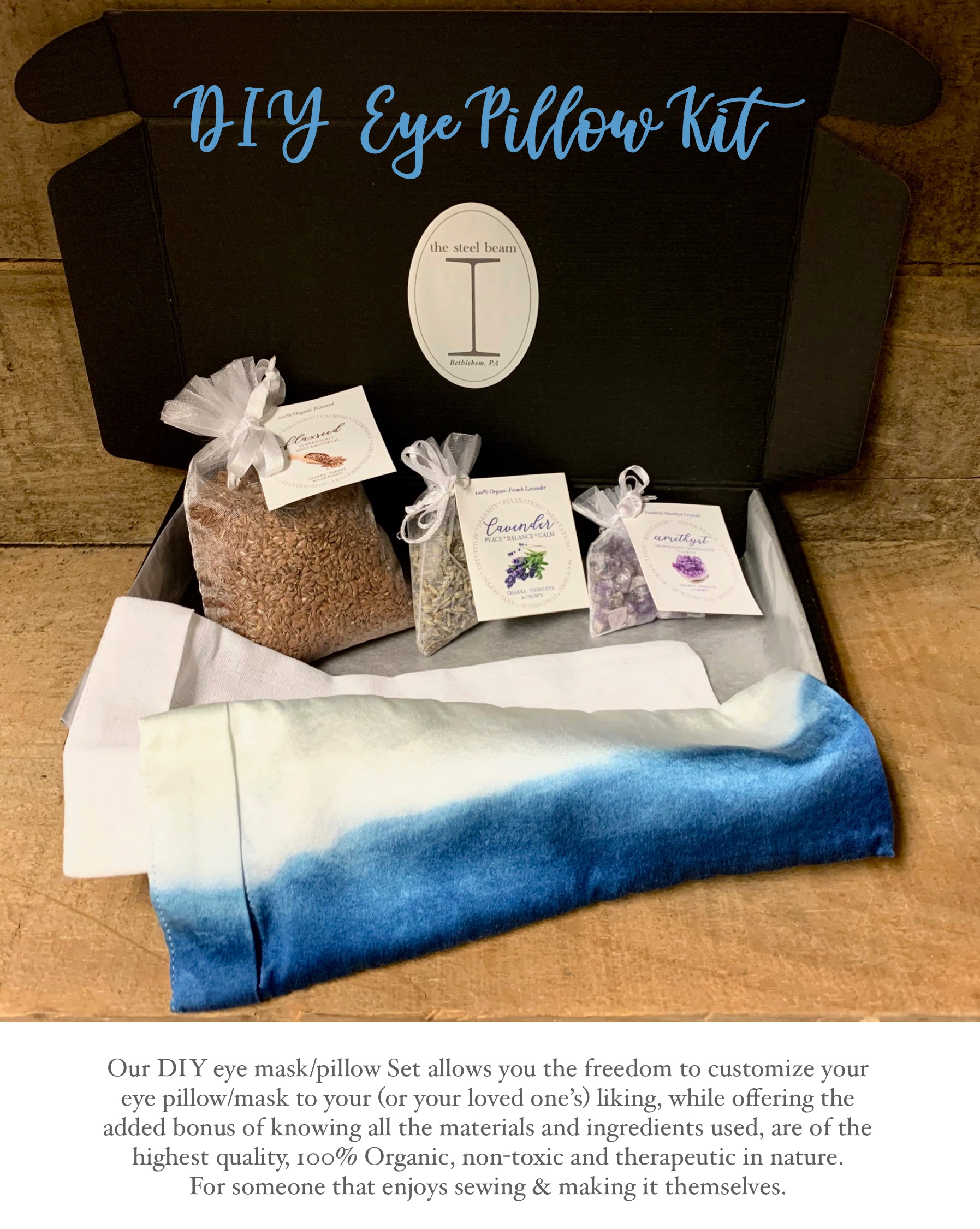 Handmade SILK EYE PILLOW Hand Dyed Indigo Leaves