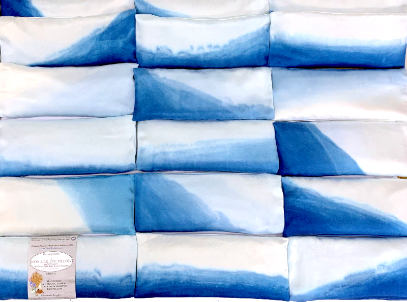 Handmade SILK EYE PILLOW Hand Dyed Indigo Leaves