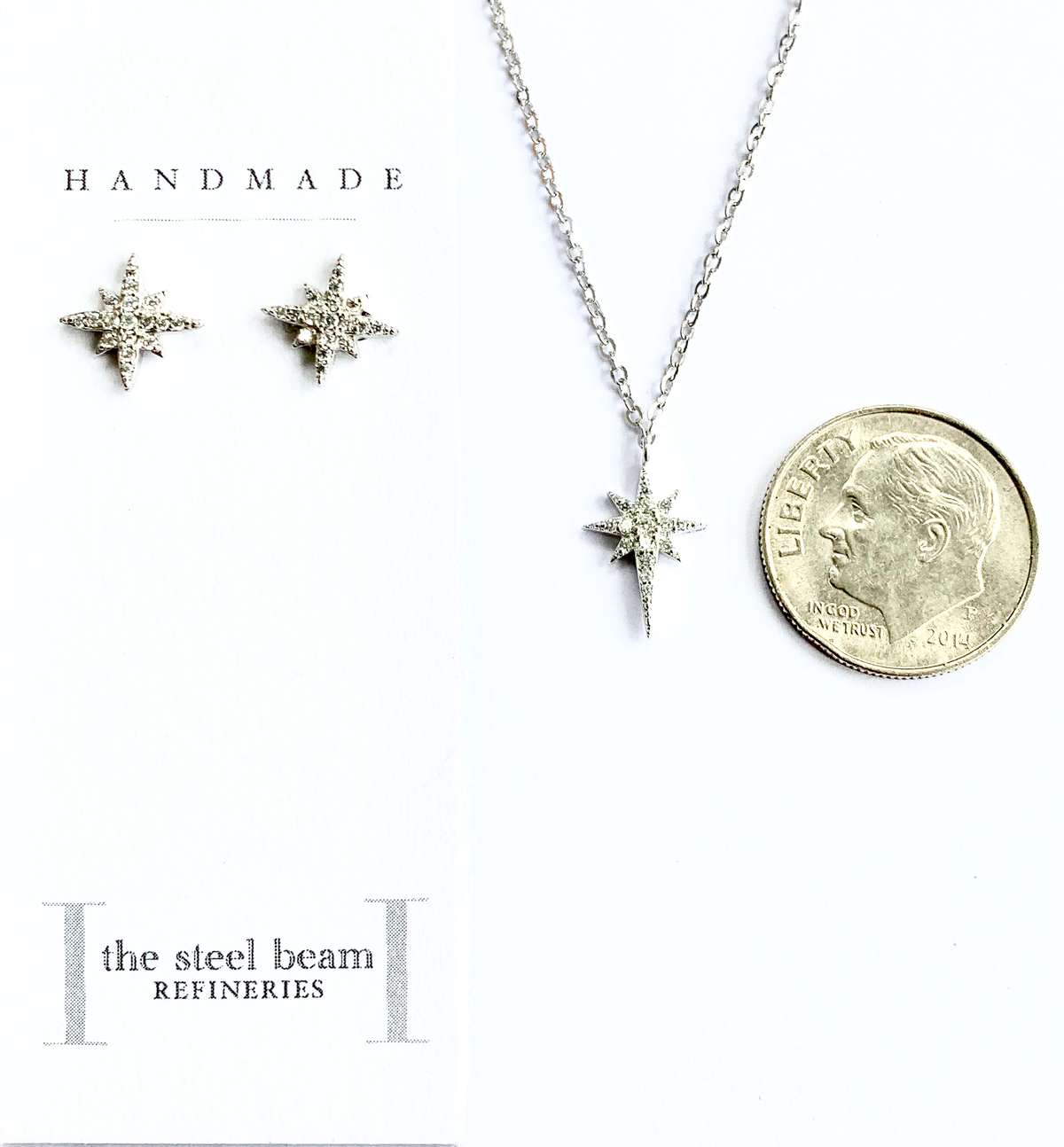 Bethlehem Star,  Gratitiude Star, North Star necklace, earring set