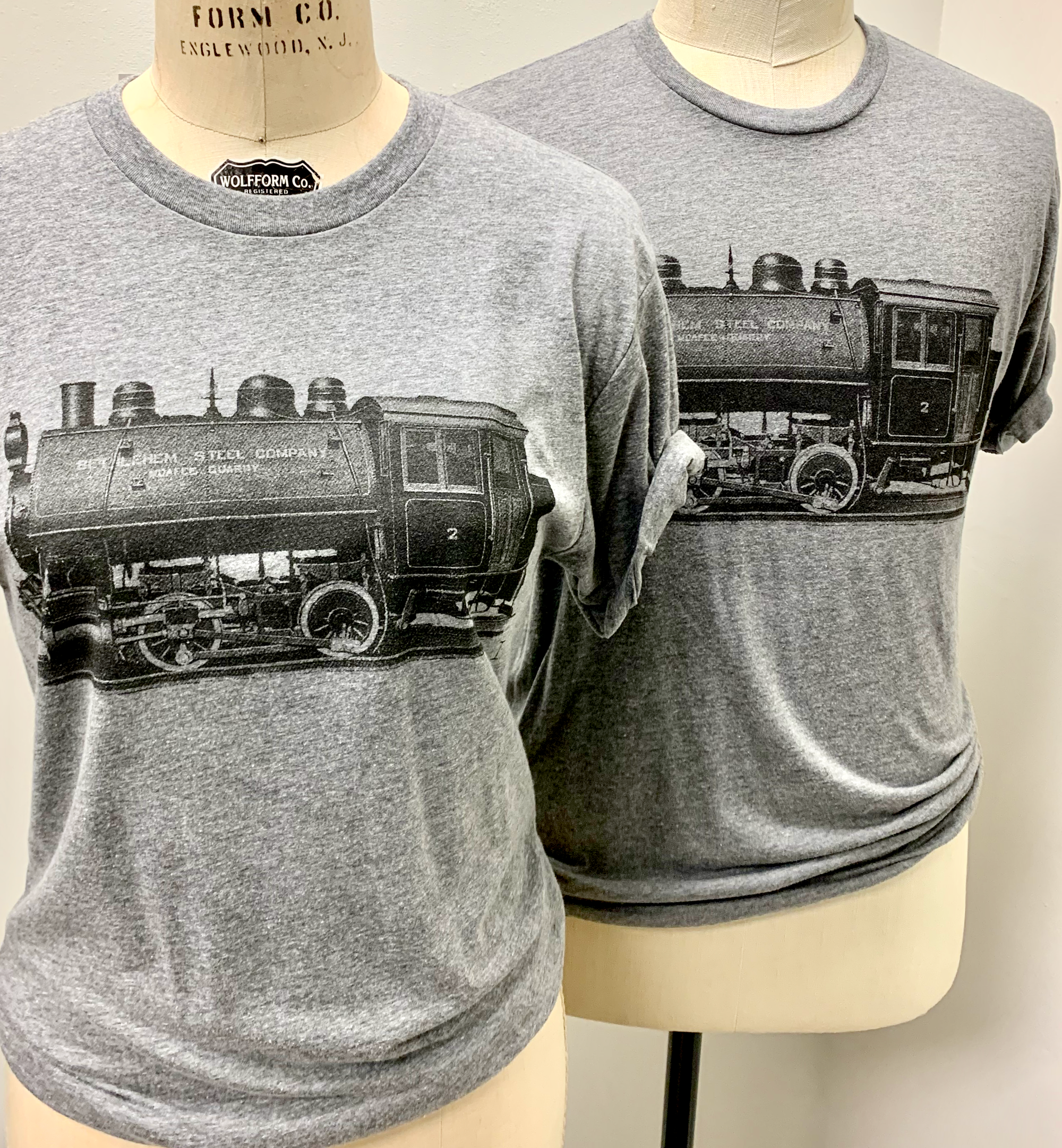 Steel plate engraved Bethlehem Steel Company train printed on T's