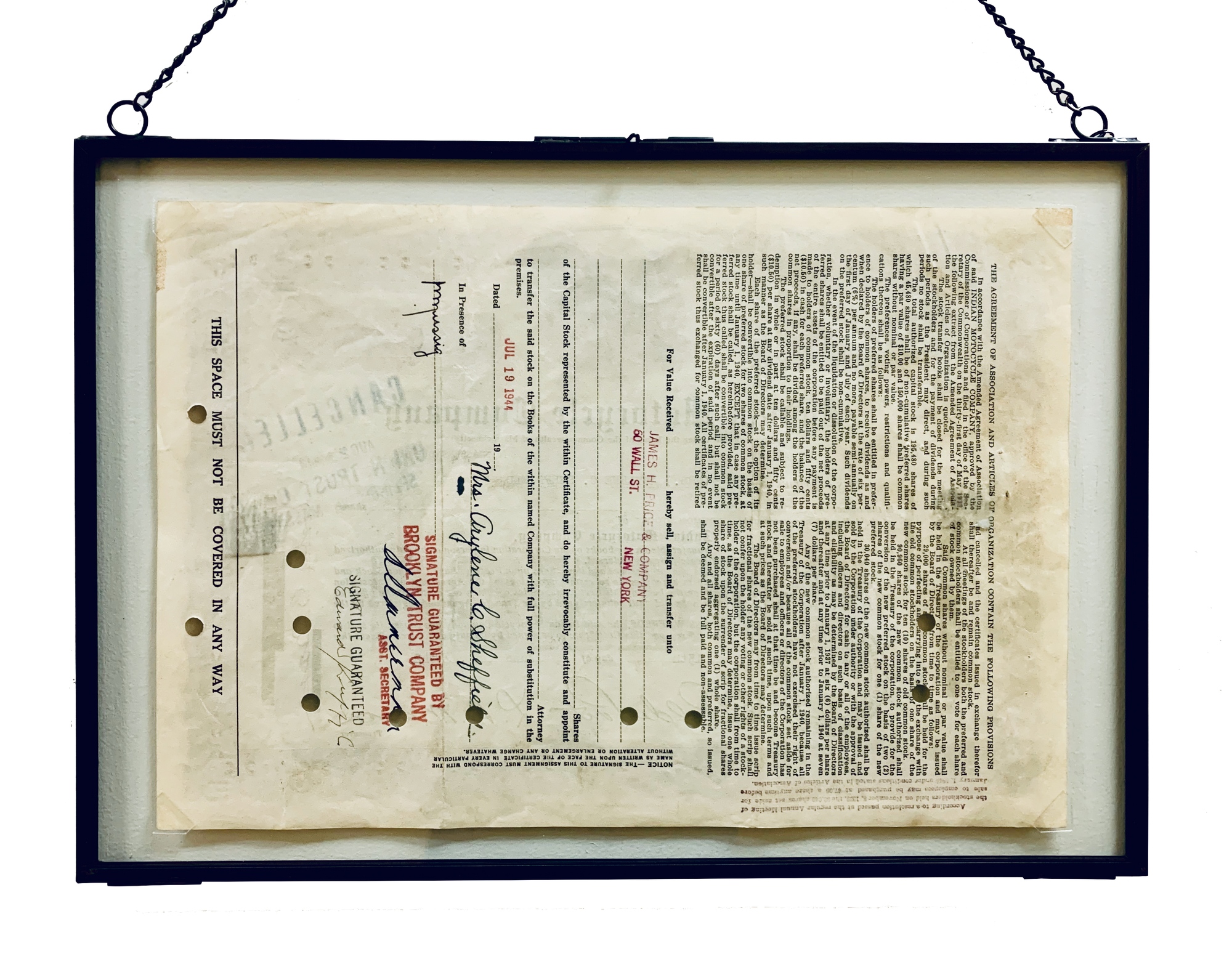 Indian Motorcycle Stock Certificate