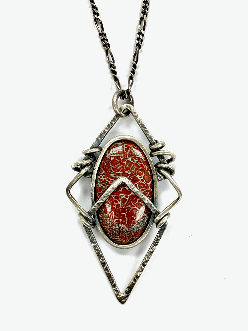 Hand Wrapped Fossilized Dinosaur Bone Pendant Necklace