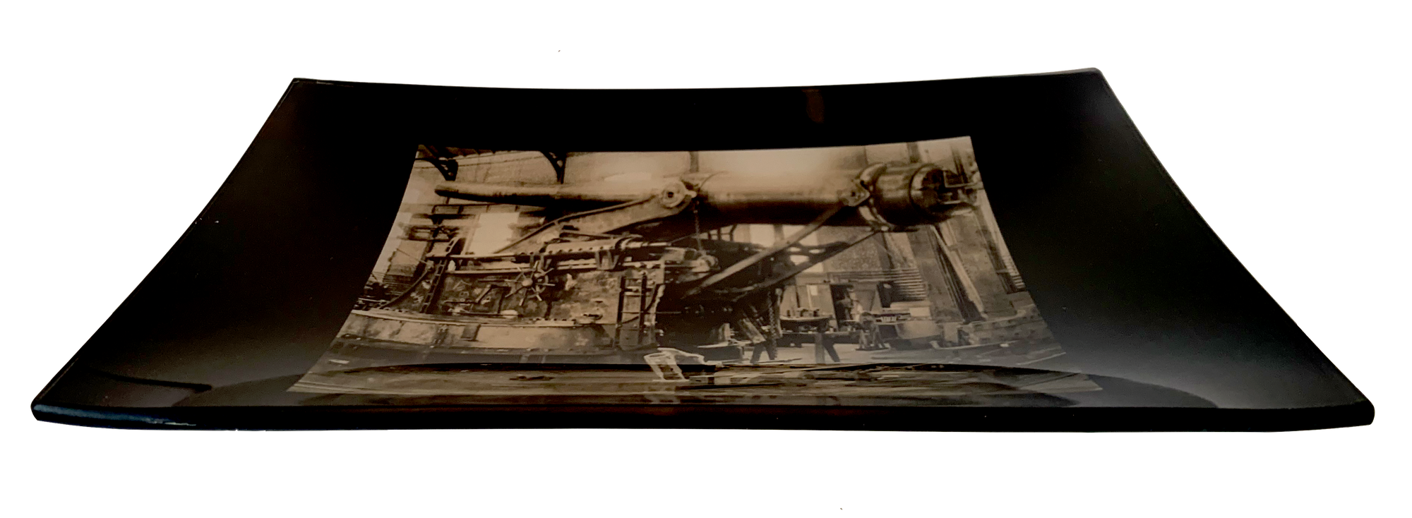 WW1 Bethlehem Steel Howitzer Rare Image Fused Glass Catchall for jewelry, change, keys, food safe.