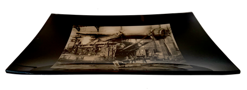 WW1 Bethlehem Steel Howitzer Rare Image Fused Glass Catchall for jewelry, change, keys, food safe.