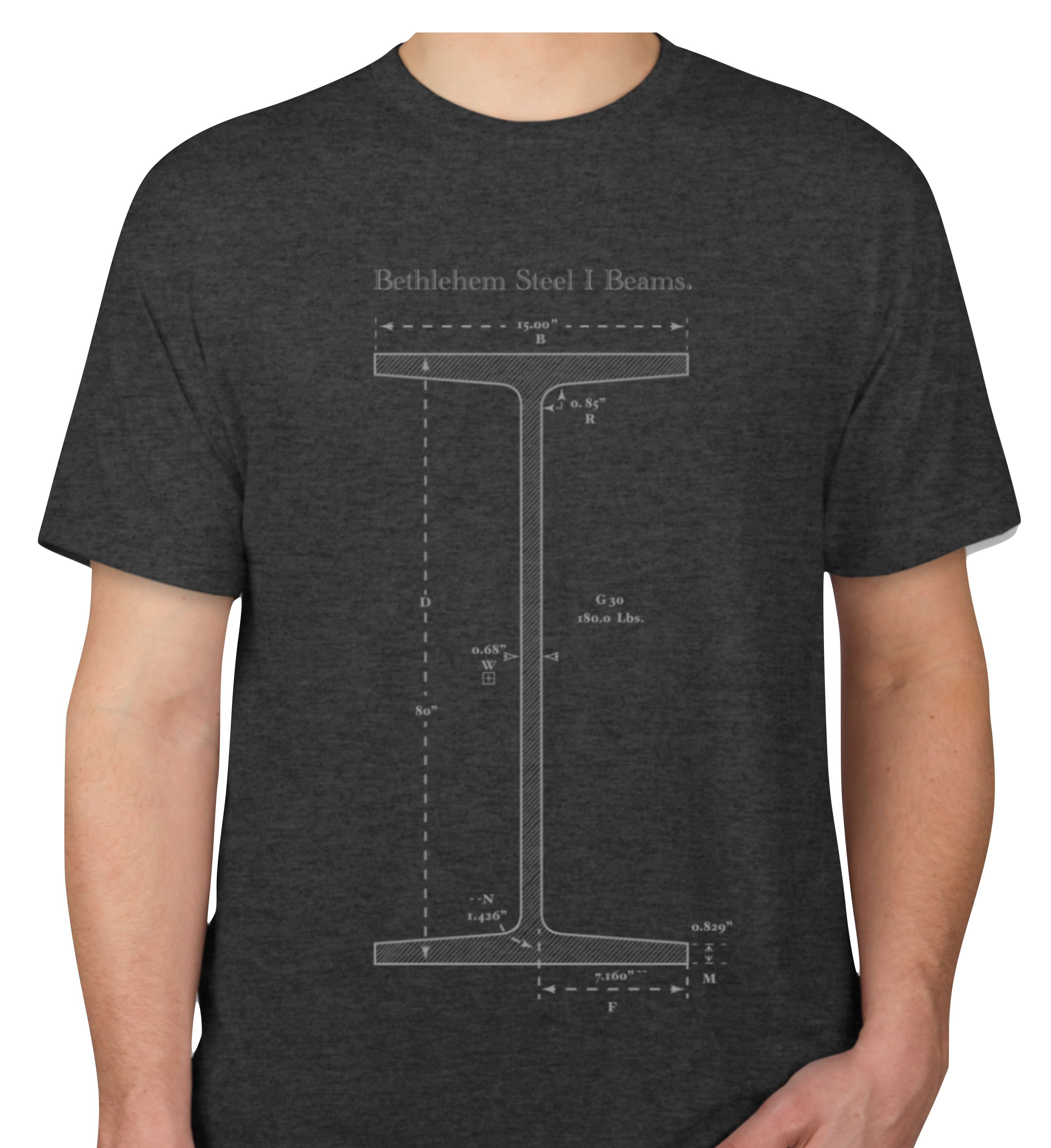 Bethlehem Steel I-Beams Schematic T-shirt - thesteelbeam
