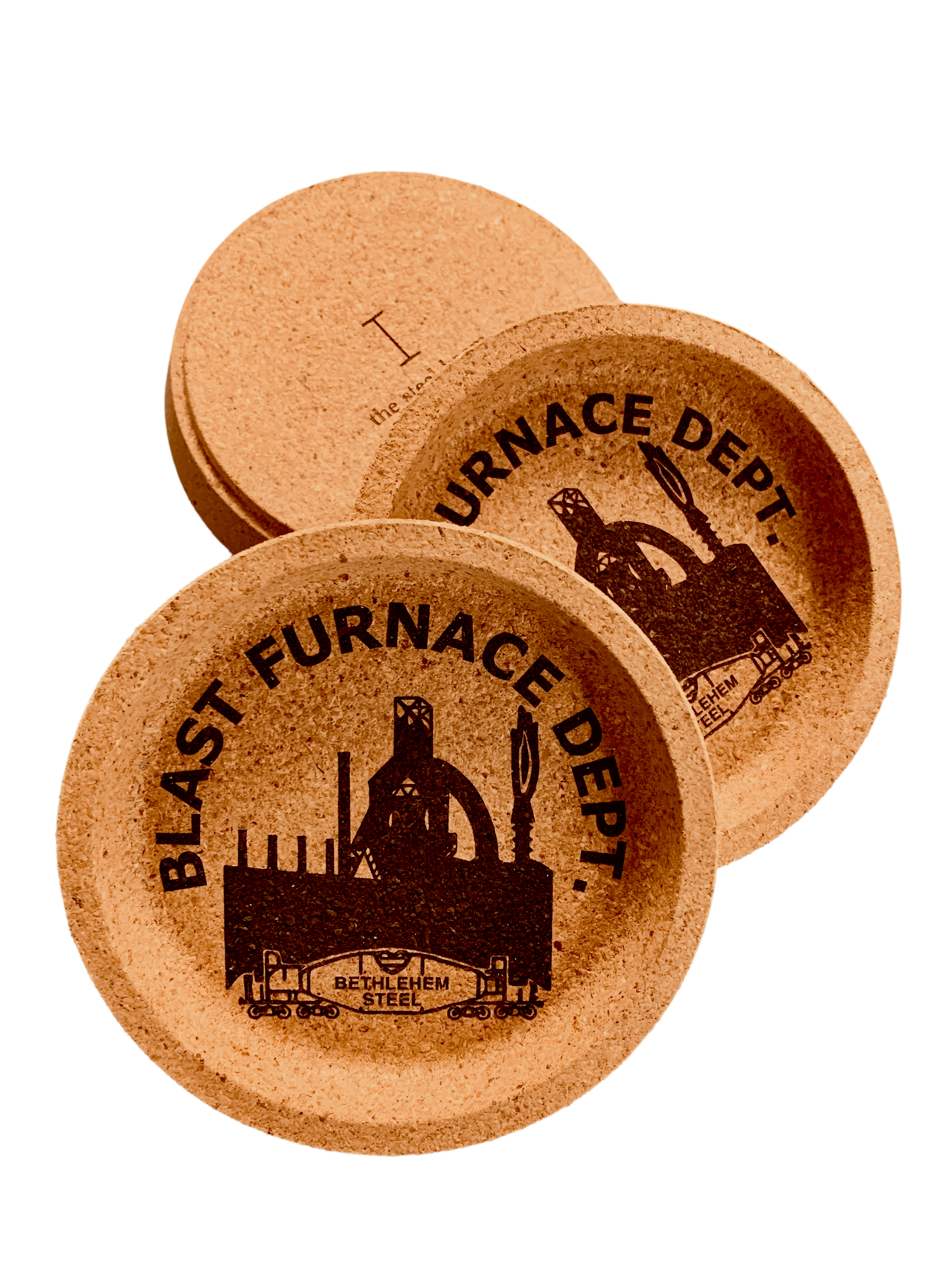 Blast Furnace Round Cork Coaster with Lip - thesteelbeam