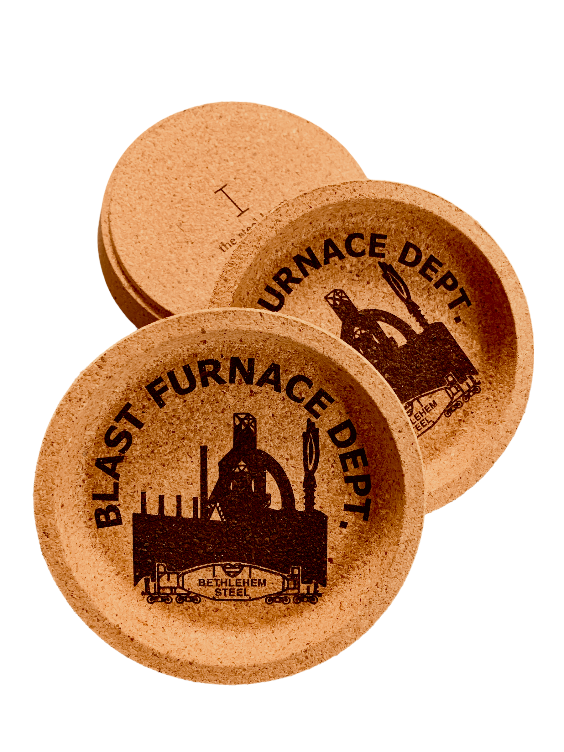 Blast Furnace Round Cork Coaster with Lip