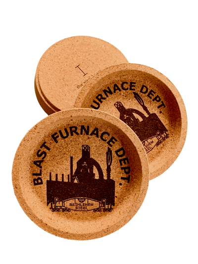 Blast Furnace Round Cork Coaster with Lip