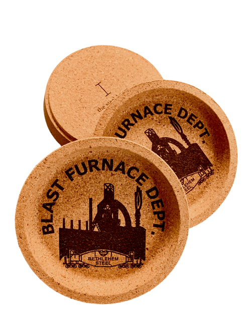 Blast Furnace Round Cork Coaster with Lip