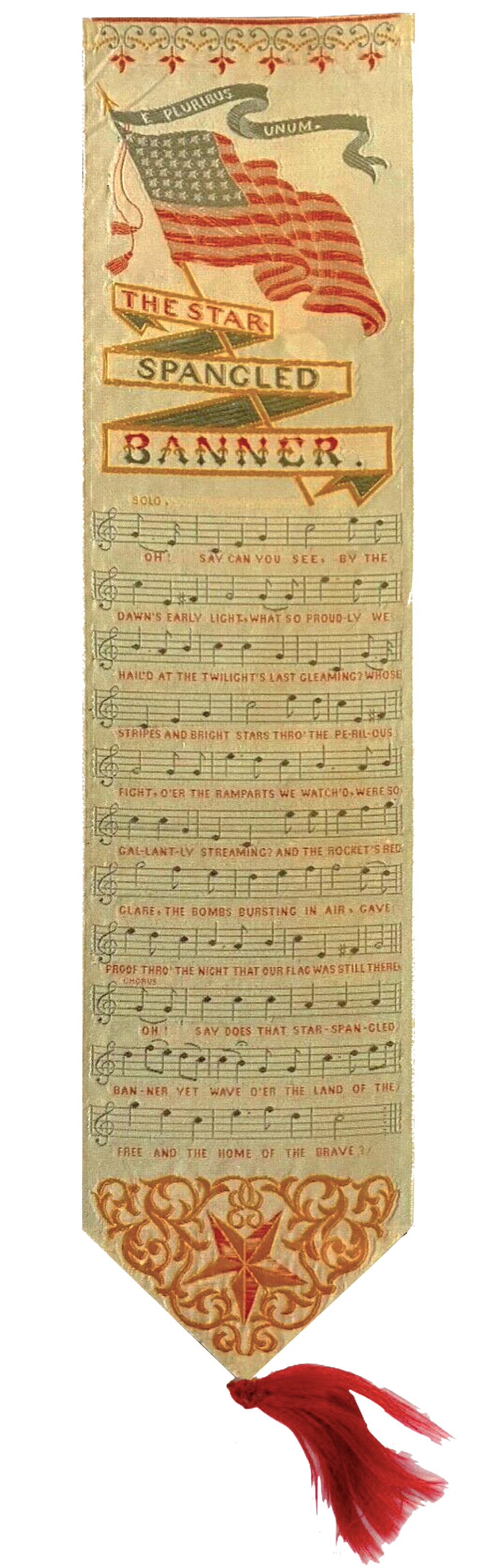 The Centennial International Exhibition of 1876 Star Spangled Banner Woven Silk Bookmark