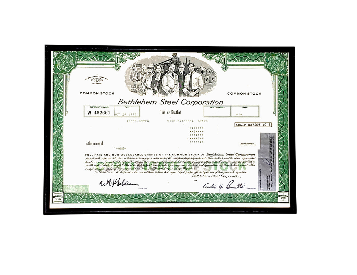 Bethlehem Steel Corporation stock certificate