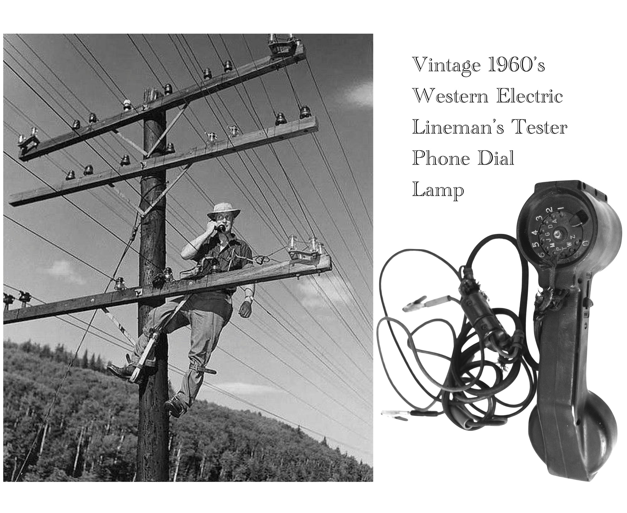 Vintage 1920's, 1960's Lineman's Tester Phone Dial Touch Lamp