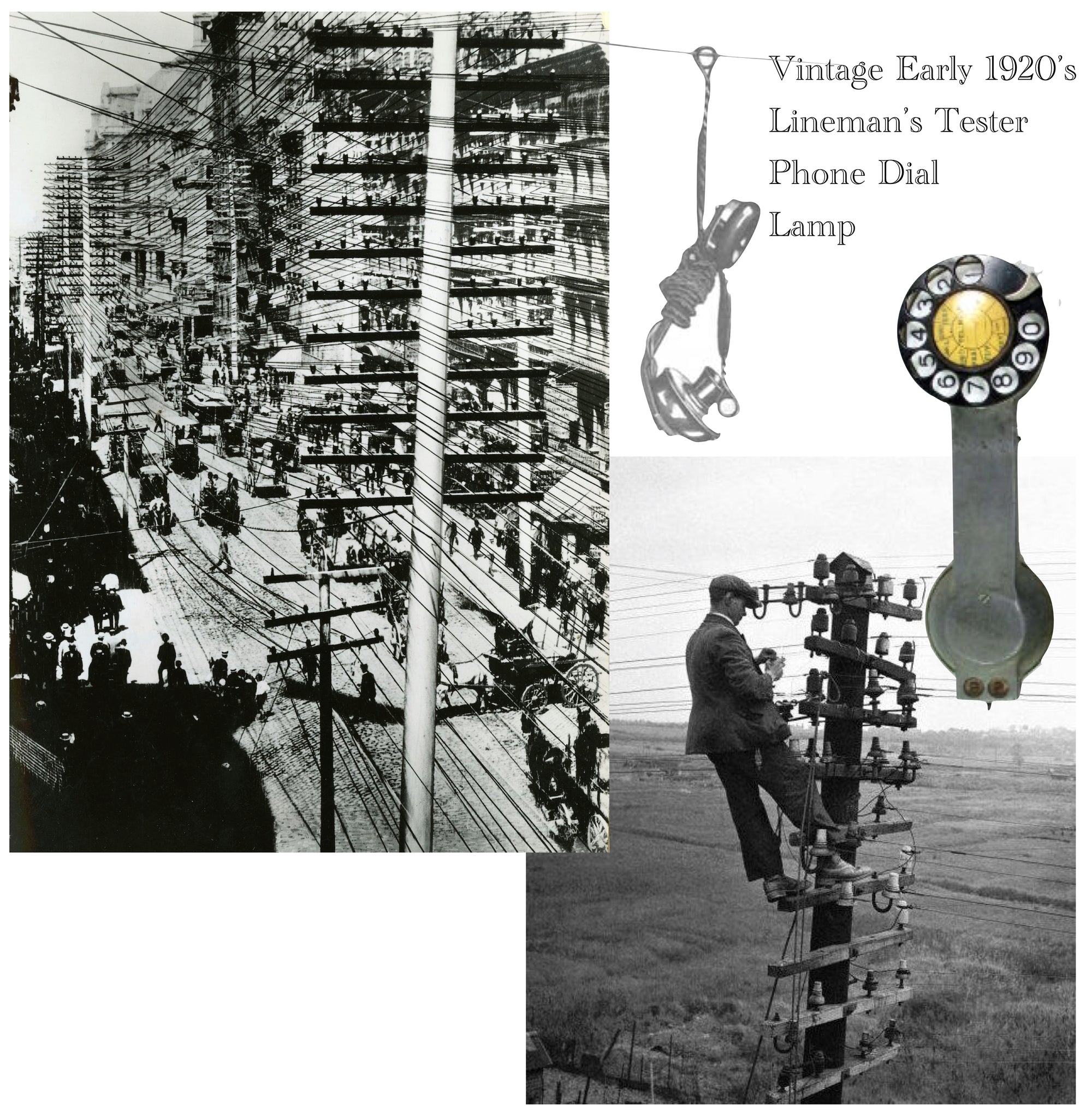 Vintage 1920's, 1960's Lineman's Tester Phone Dial Touch Lamp