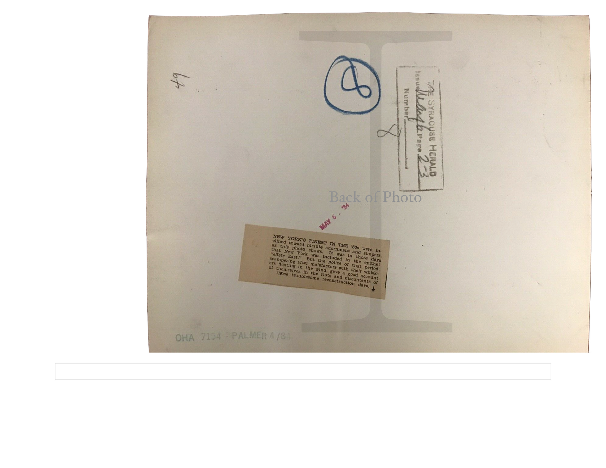 New York’s Finest In The 1860's Press Photo