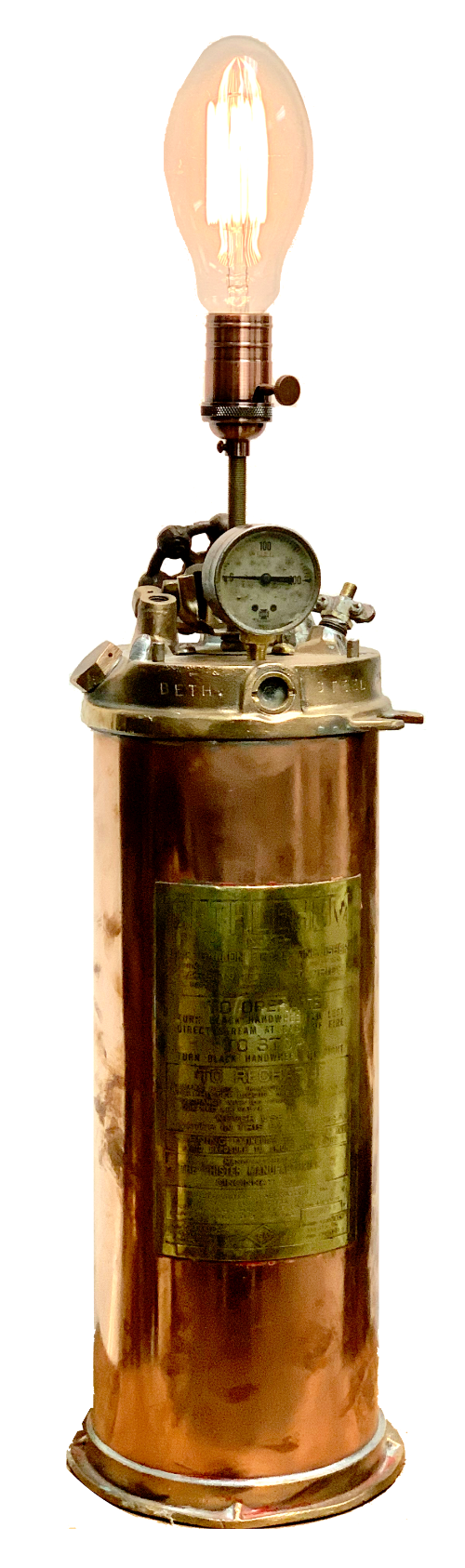 Rare Bethlehem Steel  Fire Extinquisher Lamp