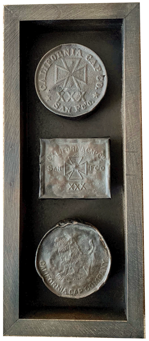 Early 1900’s blasting cap tin lids shadow box