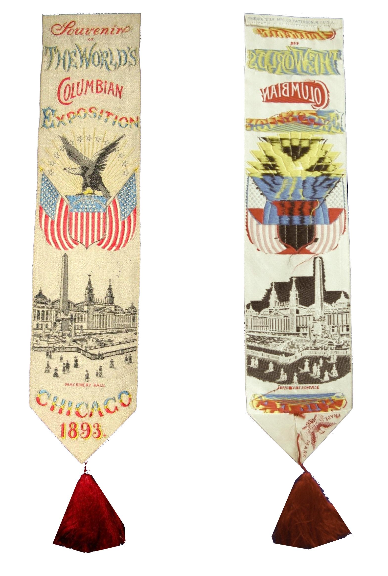 1893- Columbian Exposition in Chicago Commemorative silk ribbon (By Early 1900's, Lehigh Valley was America's silk capital).