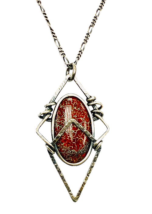 Hand Wrapped Fossilized Dinosaur Bone Pendant Necklace