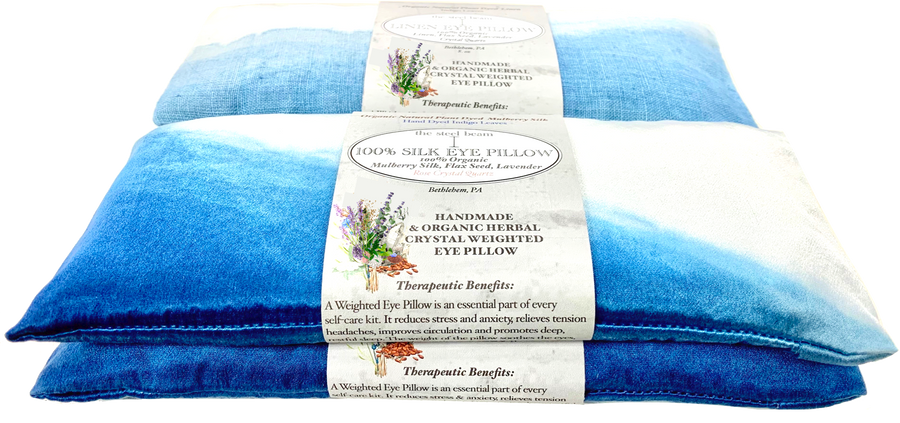 Handmade SILK EYE PILLOW Hand Dyed Indigo Leaves