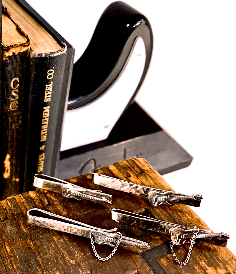 Hammered Sterling Silver Guitar Tie Clip