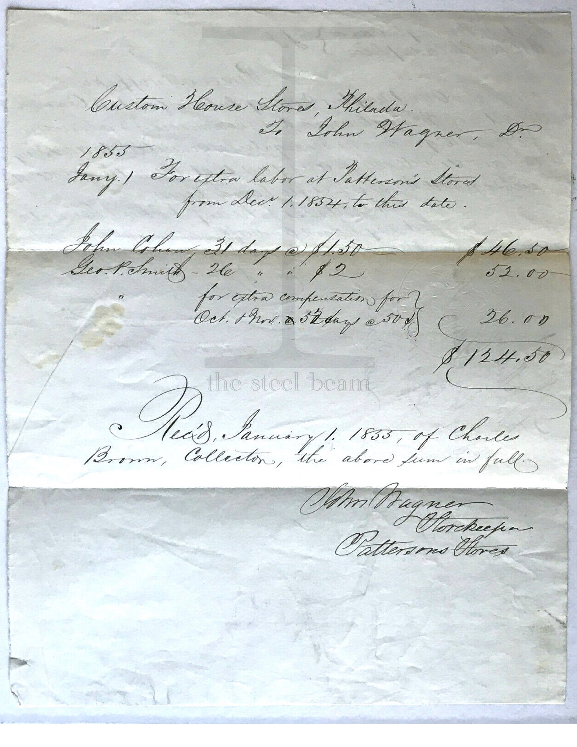 Original Document Signed by John Wagner- First American Beer/Lager Pioneer