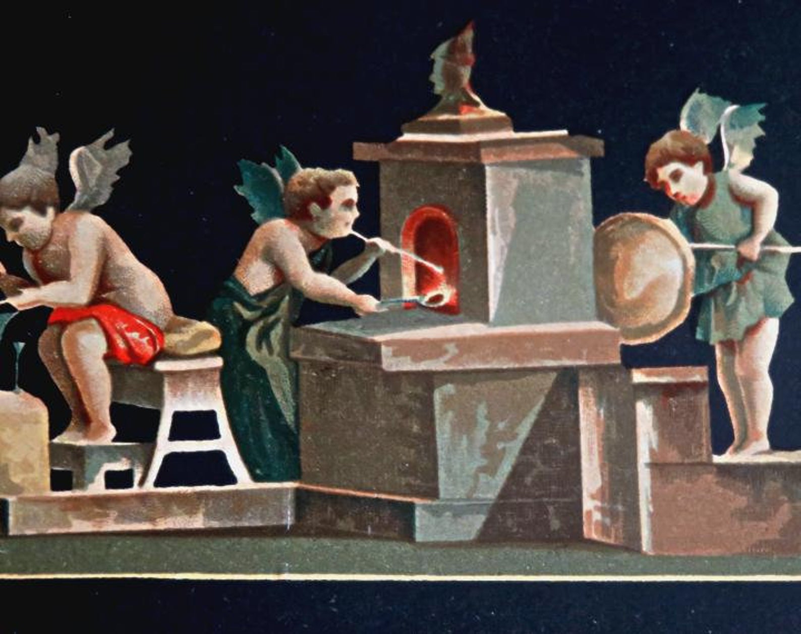 1900's Amorini Orefici (Cupid) Love of Metallurgy, Jewelry making, Goldsmith