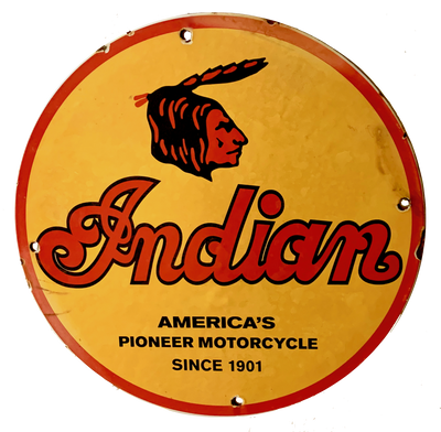 Vintage Indian Motorcycle Advertising Sign, C.1930-1950's