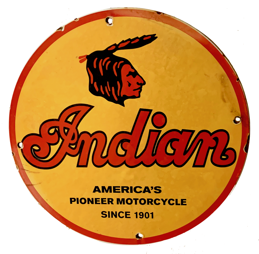 Vintage Indian Motorcycle Advertising Sign, C.1930-1950's