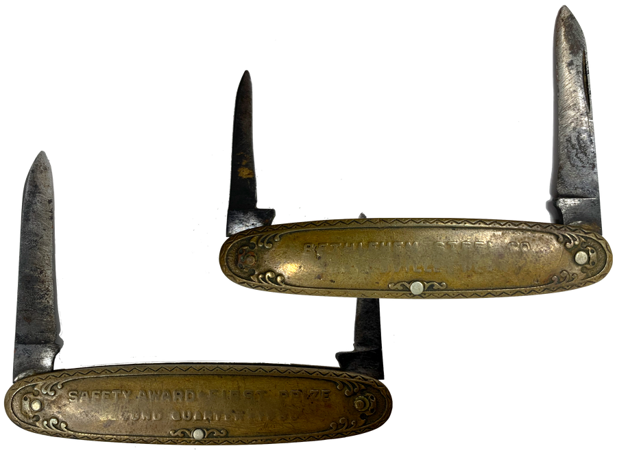 Rare 1930's Brass Pocketknife Safety Award from Bethlehem Steel