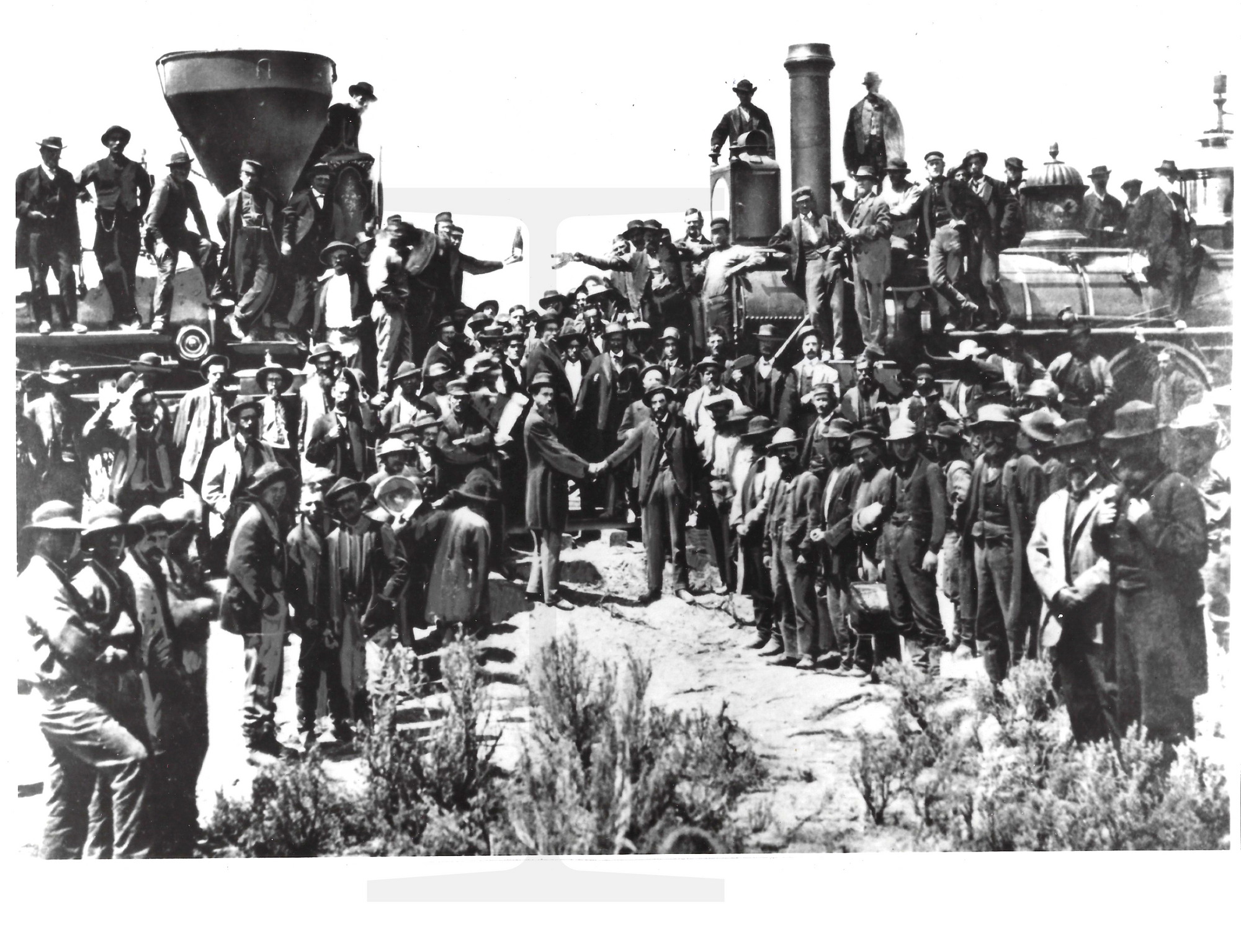 1976 Press Photo of the 1869 Transcontinental Railroad